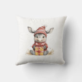 ベビーロバの赤と白の冬の帽子ギフト クッション (裏面)