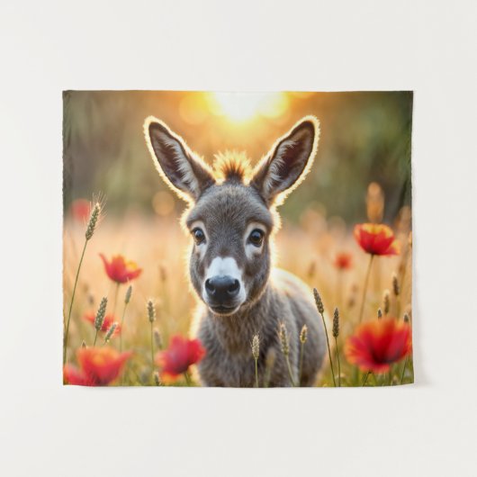 ベビーロバ平和自然赤ケシ畑 タペストリー (正面(横))