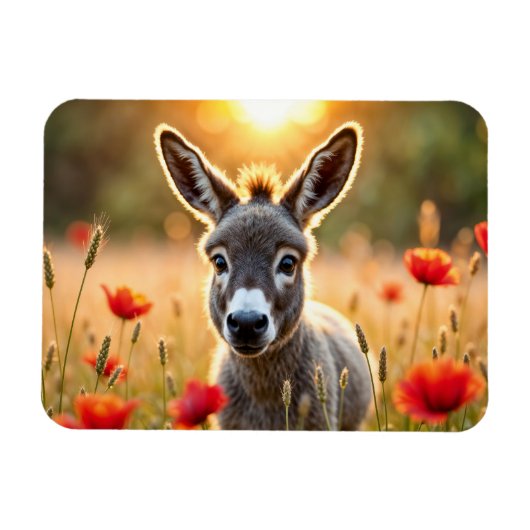 ベビーロバ平和自然赤ケシ畑 マグネット (横)