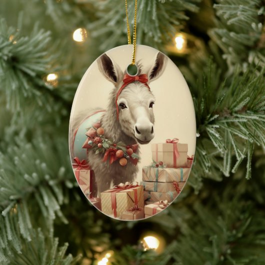 ベビーロバ族オーナメント、ロバ愛好家ギフト セラミックオーナメント (ツリー)