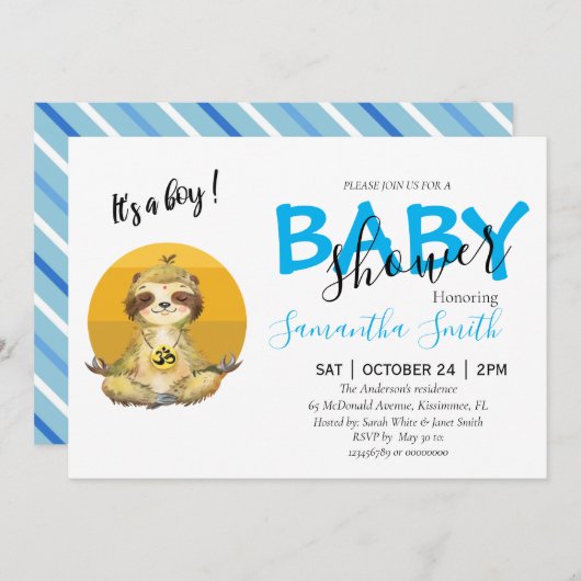 ベビーワイルドジャングルアニマルズ招待状 案内状 (正面/裏面)