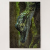 ベビーワニが水中で泳ぐ ジグソーパズル (縦)