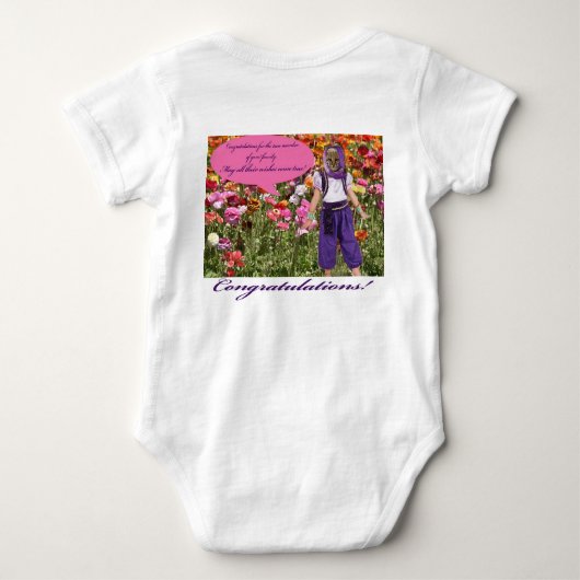 ベビーワンピース。おめでとうございます。 ocelot/genie ベビーボディスーツ (裏面)