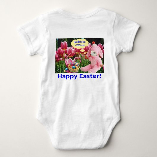 ベビーワンピース。ハッピーイースターアルパカ ベビーボディスーツ (裏面)