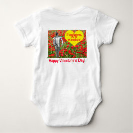 ベビーワンピース。ハッピーバレンタインデー。ブラックラボ ベビーボディスーツ