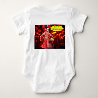 ベビーワンピース。新年中国のおめでとう。 panda/ma ベビーボディスーツ