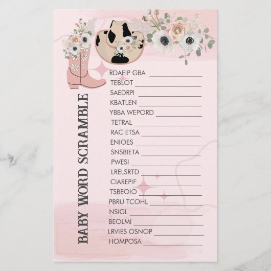 ベビーワードスクランブルサドルアップウェスタン女性のカーボーイテーマ (正面)