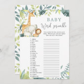 ベビーワードスクランブルサファリベイビーシャワーゲーム 招待状 (正面/裏面)