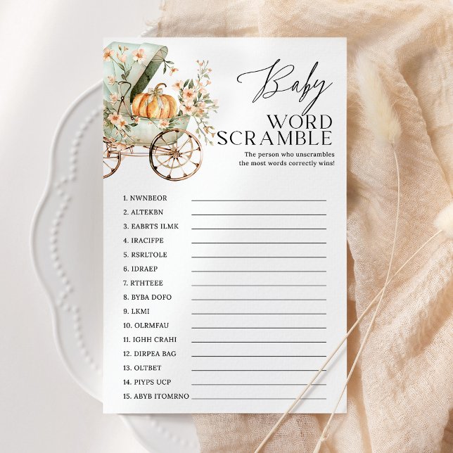 ベビーワードスクランブル秋カボチャ赤ちゃんシャワーゲーム (クリエイターアップロード済み)