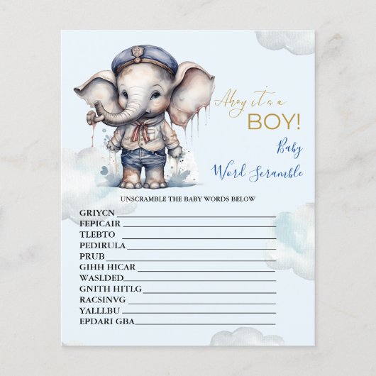 ベビーワードスクランブル赤ちゃんシャワーゲーム (正面)