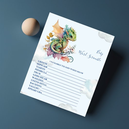 ベビーワードスクランブル赤ちゃんシャワーゲーム