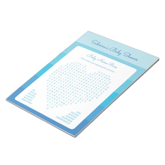 ベビーワード検索ブルーグラデーションストライプズ赤ちゃんシャワー ノートパッド (アングル)