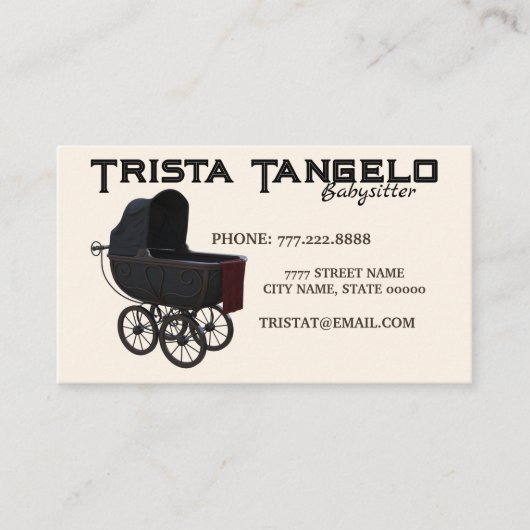 ベビーヴィンテージキャリッジベビーシッター託児 名刺 (正面)