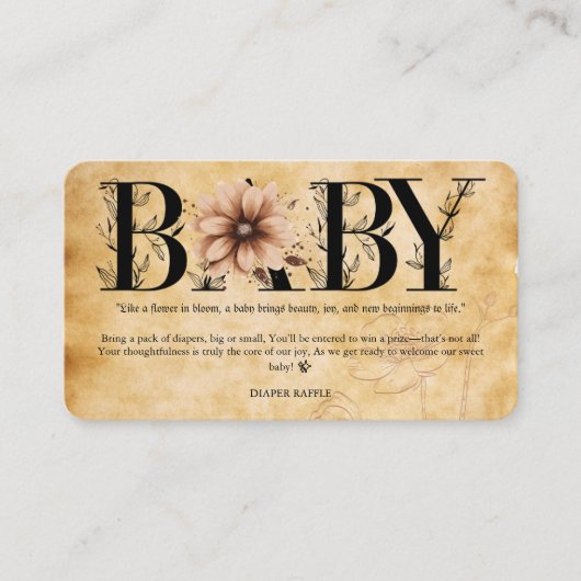 ベビーヴィンテージフローラモノグラムベビーシャワー エンクロージャーカード (正面)