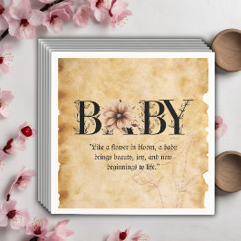 ベビーヴィンテージフローラモノグラムベビーシャワー スタンダードカクテルナプキン