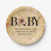 ベビーヴィンテージフローラモノグラムベビーシャワー ペーパープレート (正面)