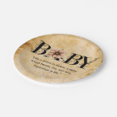 ベビーヴィンテージフローラモノグラムベビーシャワー ペーパープレート (アングル)