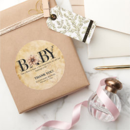 ベビーヴィンテージフローラモノグラムベビーシャワー ラウンドシール