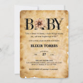 ベビーヴィンテージフローラモノグラムベビーシャワー 招待状 (正面)