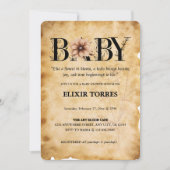 ベビーヴィンテージフローラモノグラムベビーシャワー 招待状 (正面)