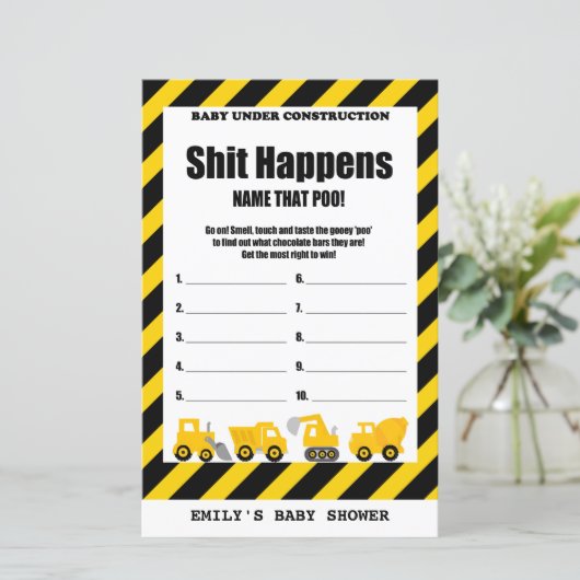 ベビー下建築ベビーシャワーゲームプリント (スタンド正面)