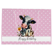 ベビー乳乳牛ピンク白ドット ラージペーパーバッグ (裏面)