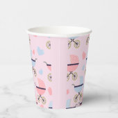 ベビー乳母車ピンク/ブルー紙カップピンクの女の子シャワー 紙コップ (右)