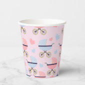 ベビー乳母車ピンク/ブルー紙カップピンクの女の子シャワー 紙コップ (正面)