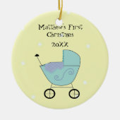 ベビー乳母車ベビー初めてのクリスマス セラミックオーナメント (正面)
