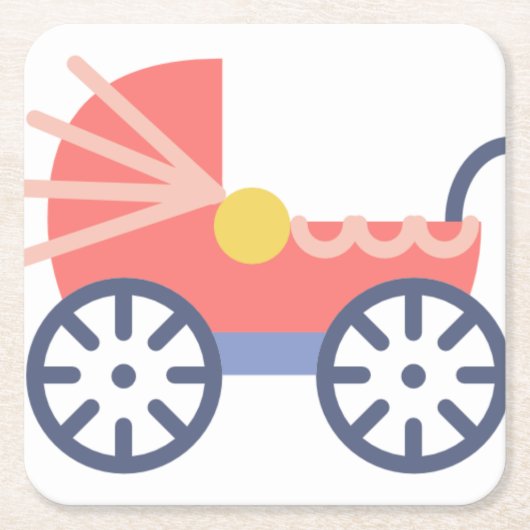 ベビー乳母車 スクエアペーパーコースター (正面)