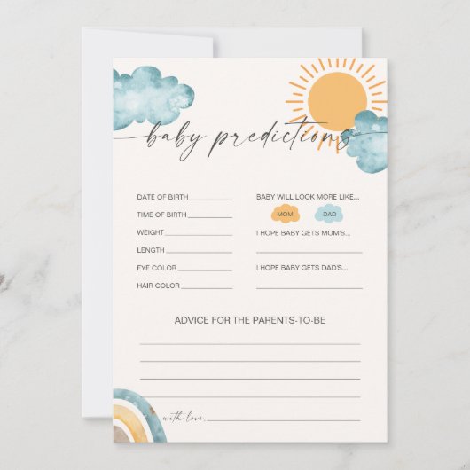 ベビー予想 ベビーシャワーゲーム カード (正面)