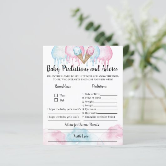 ベビー予測とアドバイスアイスクリームパーティーゲーム。 (スタンド正面)