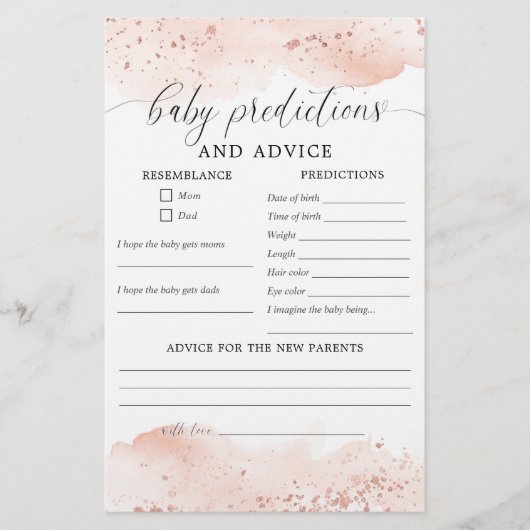 ベビー予測とアドバイスカードのベビーシャワー (正面)