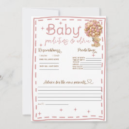 ベビー予測とアドバイスピンクテディベアカード 招待状
