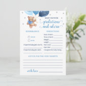 ベビー予測とアドバイスベビーシャワーテディベア 招待状 (スタンド正面)