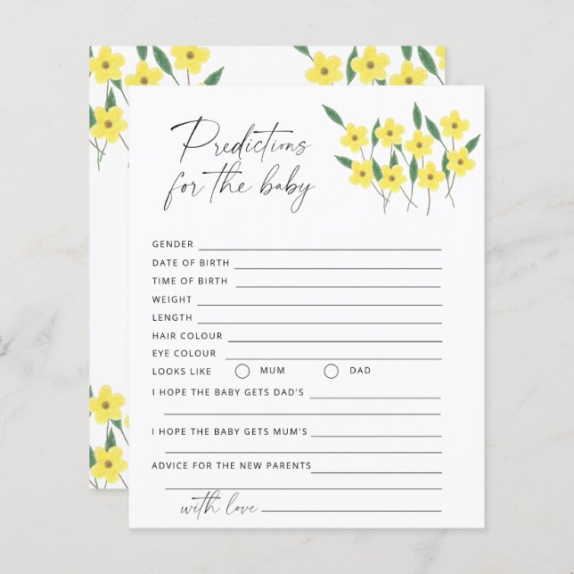 ベビー予測とアドバイスワイルドフラワーベビーゲーム (正面/裏面)