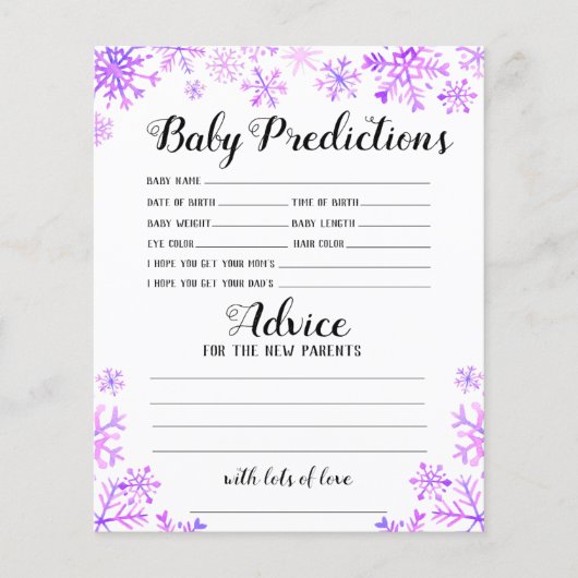 ベビー予測とアドバイス-ベビー外は寒い チラシ (正面)