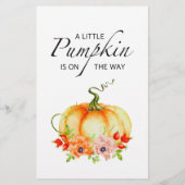 ベビー予測アドバイスカードカボチャ赤ちゃんシャワー (裏面)