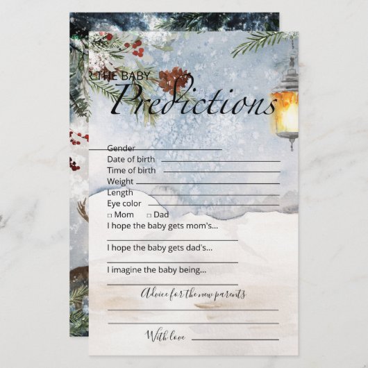 ベビー予測アドバイスカード常緑ベビーシャワー (正面/裏面)