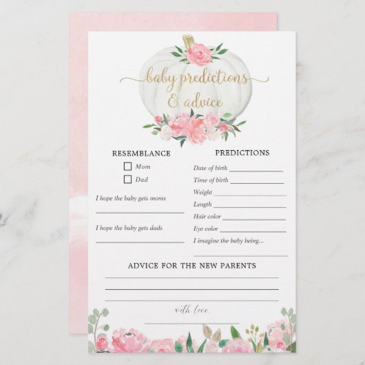 ベビー予測アドバイスカード秋カボチャ女 (正面/裏面)