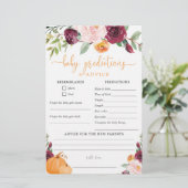 ベビー予測アドバイスカード秋ベビーシャワー (スタンド正面)