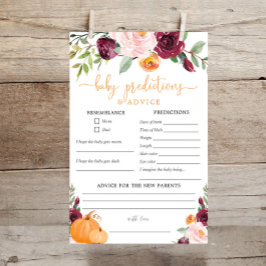 ベビー予測アドバイスカード秋ベビーシャワー