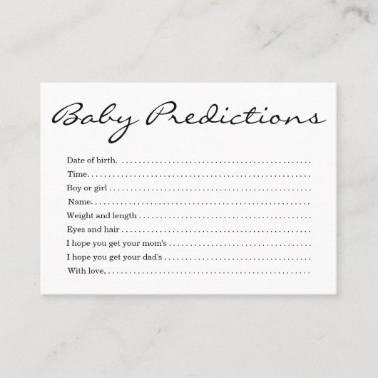 ベビー予測カードベビーシャワー – シンプル コーリングカード (正面)