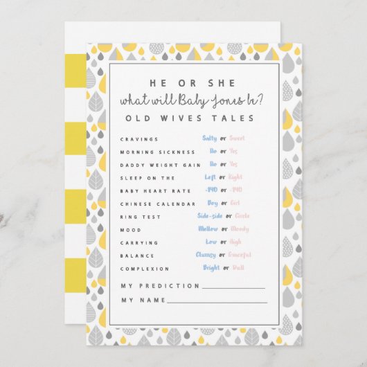 ベビー予測カード赤ちゃんシャワーゲームママになる 招待状 (正面/裏面)