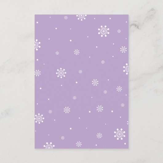 ベビー予測カード – 冬の赤ちゃんシャワーゲーム アドバイスカード (裏面)