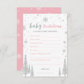 ベビー予測カード – 冬の赤ちゃんシャワーゲーム アドバイスカード (正面/裏面)