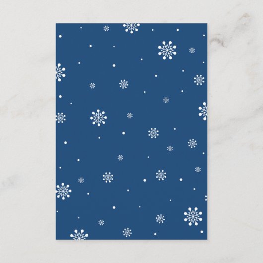 ベビー予測カード – 冬の赤ちゃんシャワーゲーム アドバイスカード (裏面)