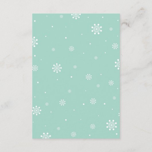 ベビー予測カード – 冬の赤ちゃんシャワーゲーム アドバイスカード (裏面)