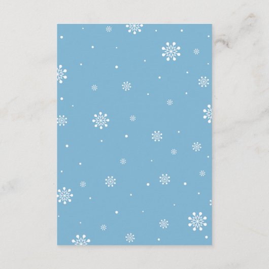 ベビー予測カード – 冬の赤ちゃんシャワーゲーム アドバイスカード (裏面)