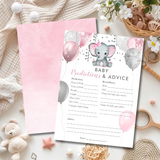 ベビー予測ガールエレファントシャワーゲーム 招待状